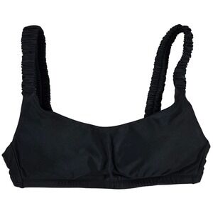 J. Crew‎ Scrunchie-strap squareneck bikini top Black XXS NWT